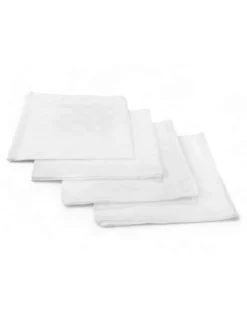 Set 4 Tovaglioli Cotone Bianchi, Tovaglioli Stoffa 42x42 cm, Fiandra, Orlo su 4 Lati, 100% Puro Cotone