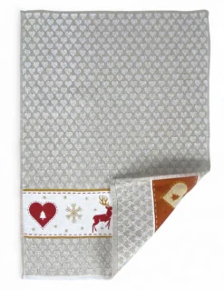 Strofinacci Cucina Cotone Jacquard Natale - Set 6 Pezzi 50x80 cm, Alta Assorbenza, 3 Colori Assortiti, Made in Italy