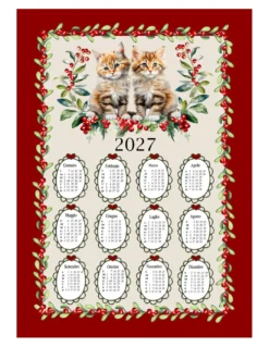 Strofinacci cucina cotone Natale calendario 2027 maxi 50x70cm – Set 6 Pezzi, 3 Stampe, Idea Regalo, Made in Italy variante B