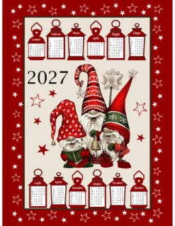 Strofinacci cucina cotone Natale calendario 2027 maxi 50x70cm – Set 6 Pezzi, 3 Stampe, Idea Regalo, Made in Italy variante B