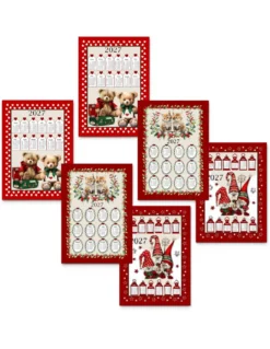 Strofinacci cucina cotone Natale calendario 2027 maxi 50x70cm – Set 6 Pezzi, 3 Stampe, Idea Regalo, Made in Italy variante B