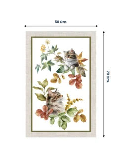 Strofinacci Cucina Cotone Set 5 Pezzi 50x70 cm - Fantasie Floreali e Gatti - con Asola