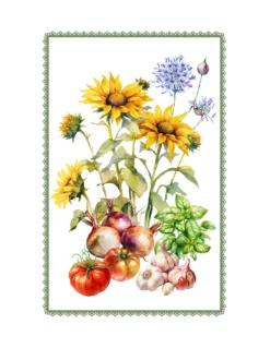 Strofinacci Cucina Cotone Set 5 Pezzi 50x70 cm - Fantasie Floreali e Gatti - con Asola