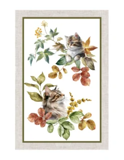 Strofinacci Cucina Cotone Set 5 Pezzi 50x70 cm - Fantasie Floreali e Gatti - con Asola