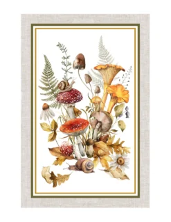 Strofinacci Cucina Cotone Set 5 Pezzi 50x70 cm - Fantasie Autunnali - con Asola - Frutta, Vigna e Natura