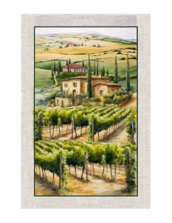Strofinacci Cucina Cotone Set 5 Pezzi 50x70 cm - Fantasie Autunnali - con Asola - Frutta, Vigna e Natura