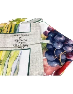 Strofinacci Cucina Cotone Set 5 Pezzi 50x70 cm - Fantasie Autunnali - con Asola - Frutta, Vigna e Natura