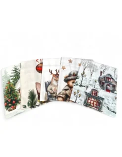 Strofinacci Cucina Natale – Set 5 Pezzi 50x70 cm – Canovacci Cotone Decorativi con Asola