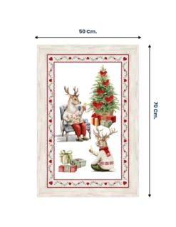 Strofinacci Cucina Natale – Set 5 Pezzi 50x70 cm – Canovacci Cotone Decorativi con Asola