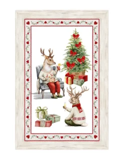 Strofinacci Cucina Natale – Set 5 Pezzi 50x70 cm – Canovacci Cotone Decorativi con Asola