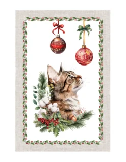 Strofinacci Cucina Natale – Set 5 Pezzi 50x70 cm – Canovacci Cotone Decorativi con Asola
