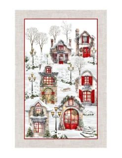 Strofinacci Cucina Natale – Set 5 Pezzi 50x70 cm – Canovacci Cotone Decorativi con Asola