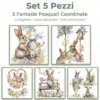 Strofinacci Cucina Pasquali Cotone Set 5 Pezzi 50x70 - Coniglietti e Uova