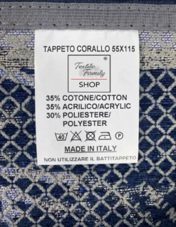 TAPPETO antiscivolo Mare MARINO Coralli Blu Made in Italy