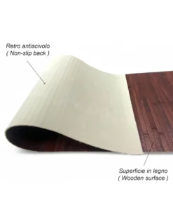 TAPPETO cucina IN LEGNO bamboo WOODY unito MARRONE