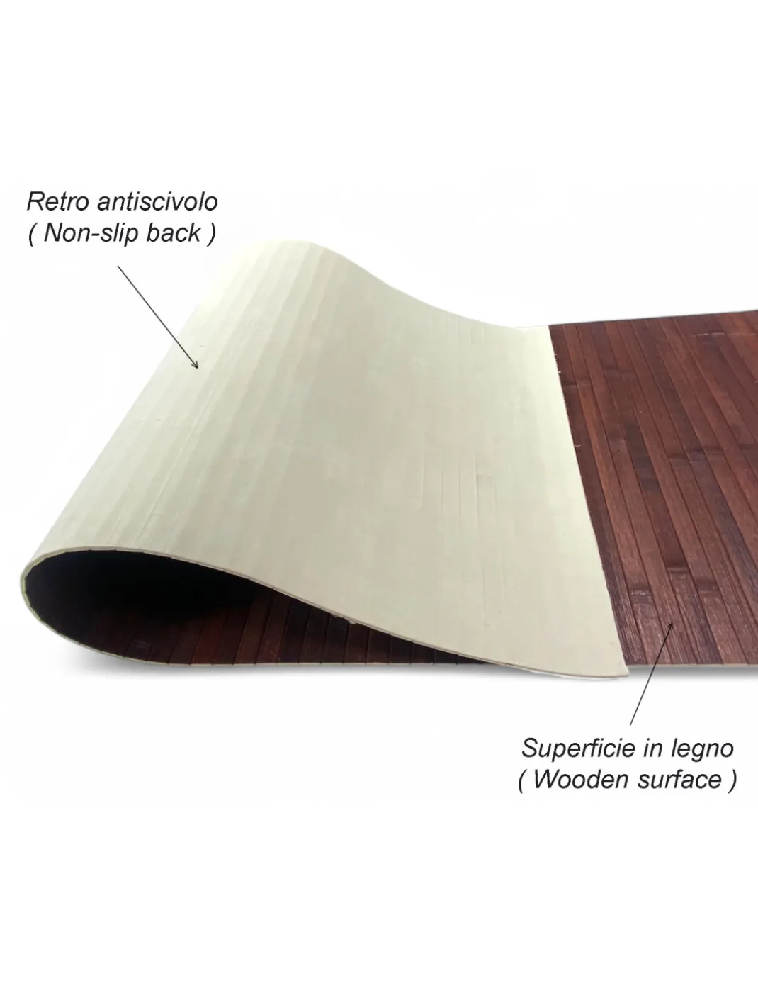 TAPPETO cucina IN LEGNO bamboo WOODY unito MARRONE
