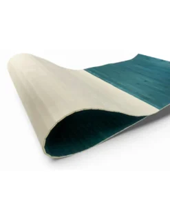 Tappeto cucina in legno di bambù WOODY - Blu Tinta Unita, Antiscivolo, Facile da Pulire
