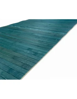 Tappeto cucina in legno di bambù WOODY - Blu Tinta Unita, Antiscivolo, Facile da Pulire