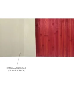 Tappeto cucina in legno di bambù WOODY - Rosso Tinta Unita, Antiscivolo, Facile da Pulire