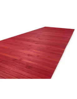 Tappeto cucina in legno di bambù WOODY - Rosso Tinta Unita, Antiscivolo, Facile da Pulire
