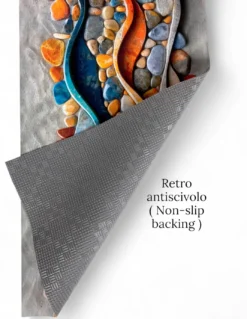 Tappeto Cucina Runner Antiscivolo - Fantasia Sassi Mare Colorata - Made in Italy, Ultra Sottile e Lavabile