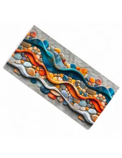 Tappeto Cucina Runner Antiscivolo - Fantasia Sassi Mare Colorata - Made in Italy, Ultra Sottile e Lavabile