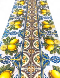 Tappeto Cucina Runner Antiscivolo - Passatoia Lavabile, Fantasia Maiolica Sicily, Design Mediterraneo - Made in Italy
