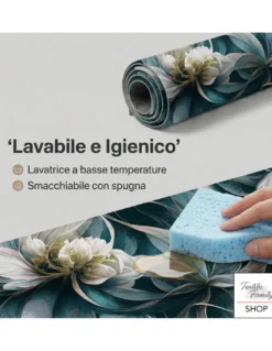 Tappeto Cucina Runner Gigli Antiscivolo 50 cm, Lavabile e Tagliabile, Fondo PVC, 100% Poliestere, Made in Italy