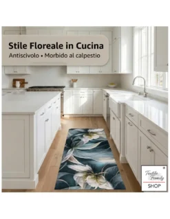 Tappeto Cucina Runner Gigli Antiscivolo 50 cm, Lavabile e Tagliabile, Fondo PVC, 100% Poliestere, Made in Italy