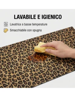 Tappeto Cucina Runner Leopardato Antiscivolo PVC 50 cm - Passatoia Tagliabile Made in Italy