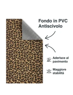 Tappeto Cucina Runner Leopardato Antiscivolo PVC 50 cm - Passatoia Tagliabile Made in Italy