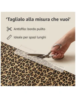 Tappeto Cucina Runner Leopardato Antiscivolo PVC 50 cm - Passatoia Tagliabile Made in Italy