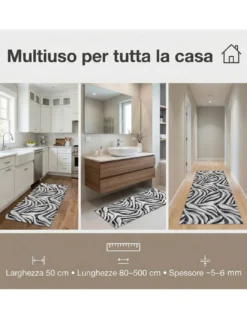 Tappeto Cucina Runner Zebrato Antiscivolo PVC 50 cm - Passatoia Tagliabile Made in Italy