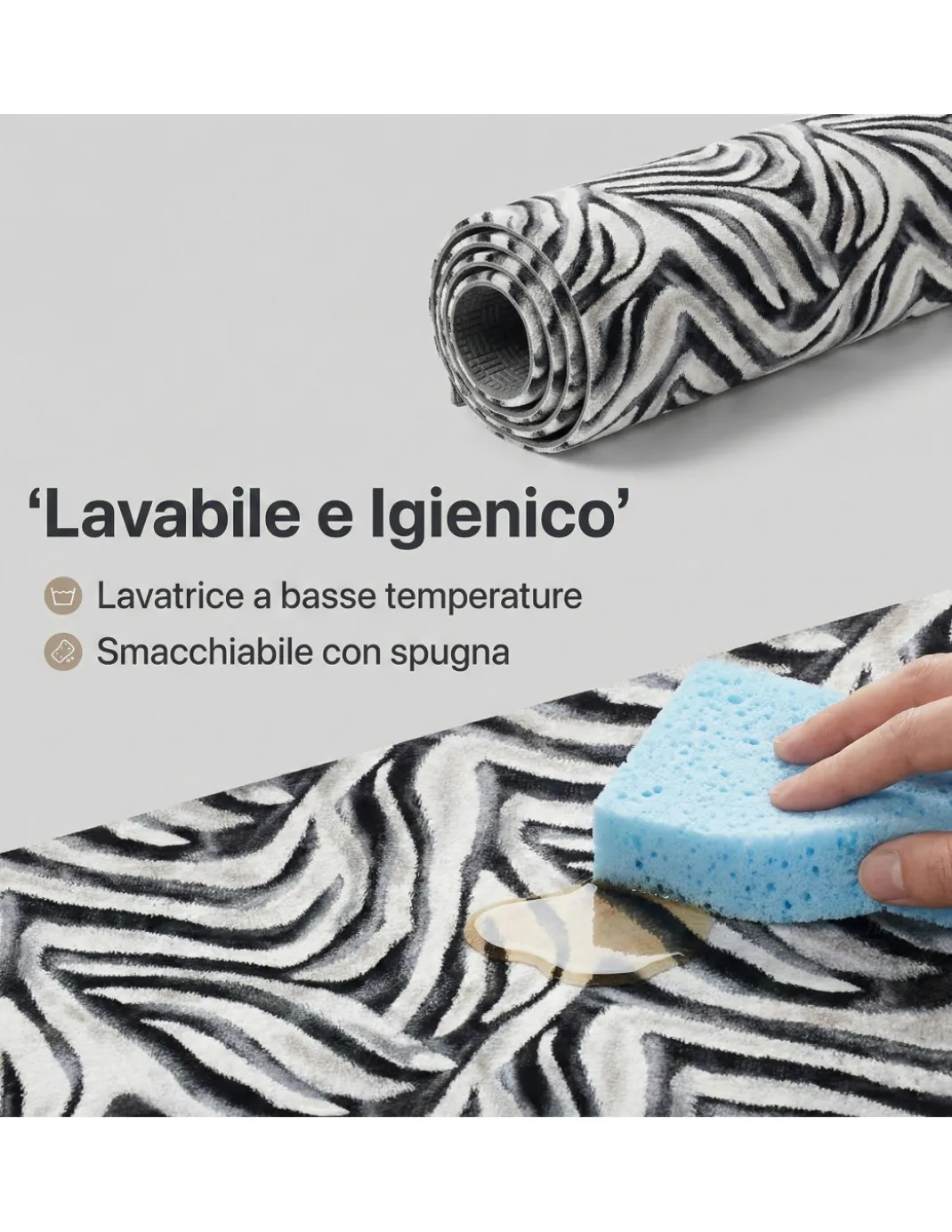 Tappeto Cucina Runner Zebrato Antiscivolo PVC 50 cm - Passatoia Tagliabile Made in Italy