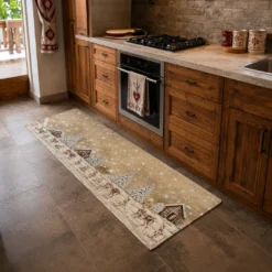 Tappeto Cucina Tirolese Chalet Beige Passatoia Antiscivolo Made in Italy
