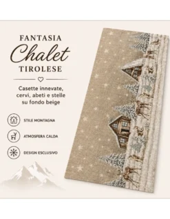 Tappeto Cucina Tirolese Chalet Beige Passatoia Antiscivolo Made in Italy