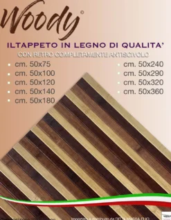 TAPPETO cucina WOODY IN legno BAMBOO MARRONE SFUMATO tutte le misure