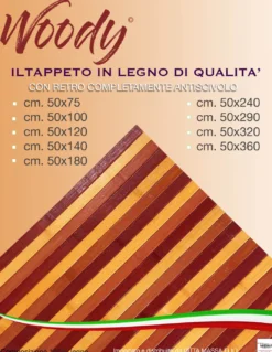 TAPPETO cucina WOODY © IN legno BAMBOO BORDEAUX SFUMATO BORDÒ tutte le misure
