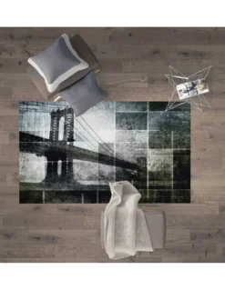 TAPPETO FANTASY HD moderno camera e salotto PONTE di BROOKLYN grigio