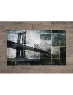 TAPPETO FANTASY HD moderno camera e salotto PONTE di BROOKLYN grigio