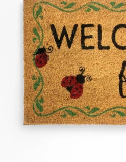 Tappeto Ingresso Esterno in Cocco - Zerbino Antiscivolo Welcome con Coccinelle - 40x70 cm