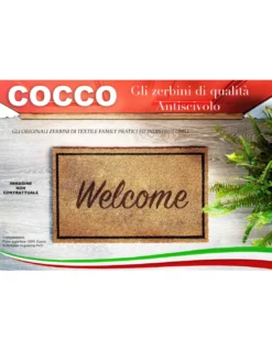 Tappeto Ingresso Esterno in Cocco - Zerbino Antiscivolo con Coccinelle e Girasoli - 40x70 cm