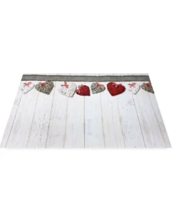 TAPPETO Runner da CUCINA Passatoia Antiscivolo CUORI SHABBY made in Italy
