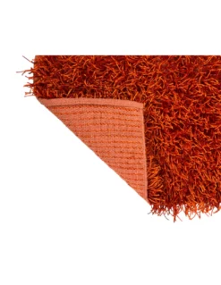 Tappeto Shaggy Arancio Moderno - Pelo Lungo 6 cm - Antiscivolo, 12 Misure - Annodato a Mano, Morbido e Resistente
