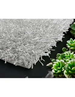 Tappeto Shaggy Bianco Moderno - Pelo Lungo 6 cm - Antiscivolo, 12 Misure - Annodato a Mano, Morbido e Resistente