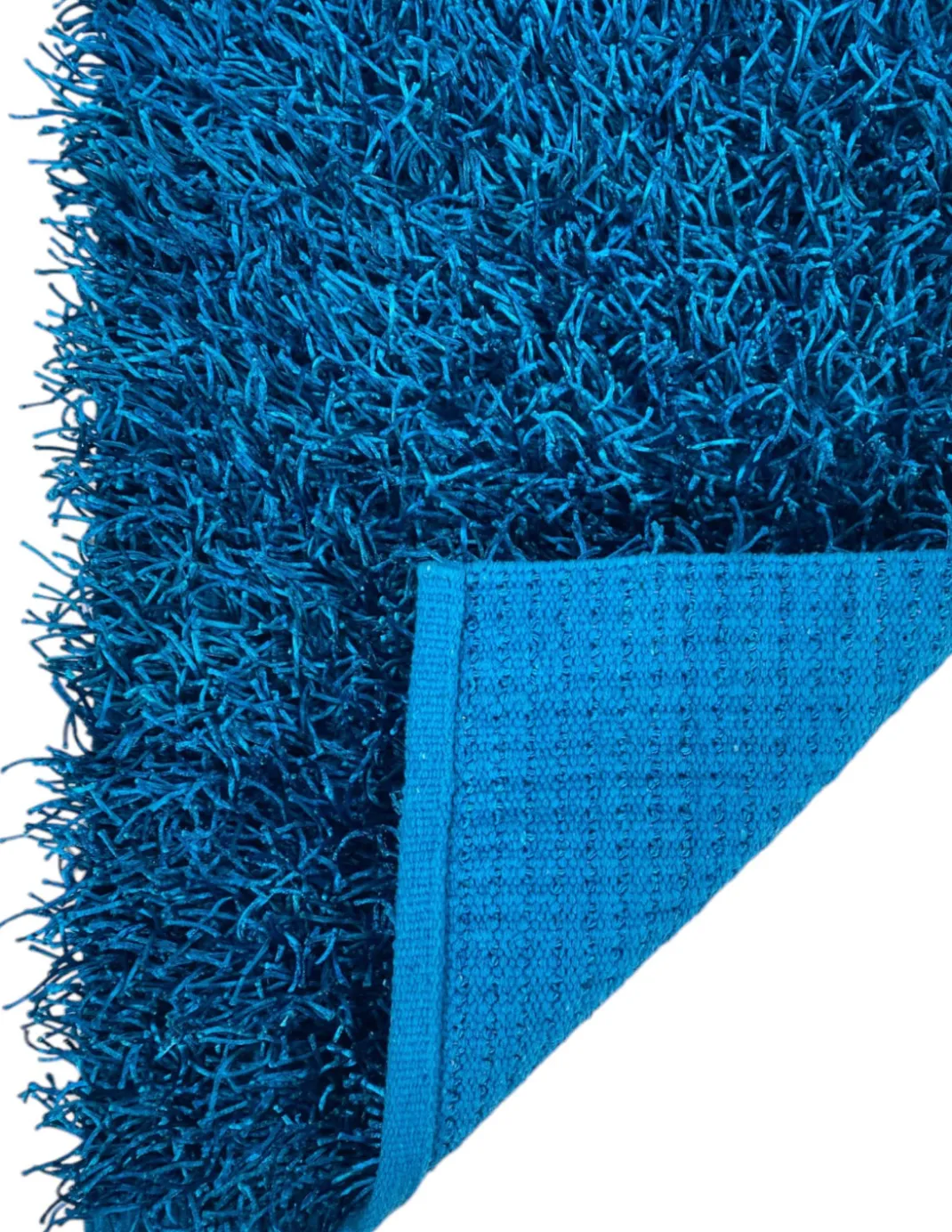 Tappeto Shaggy Blu Moderno - Pelo Lungo 6 cm - Antiscivolo, 12 Misure - Annodato a Mano, Soffice e Resistente