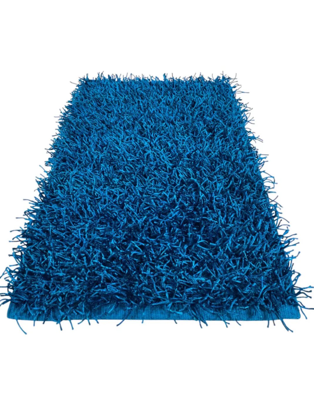 Tappeto Shaggy Blu Moderno - Pelo Lungo 6 cm - Antiscivolo, 12 Misure - Annodato a Mano, Soffice e Resistente