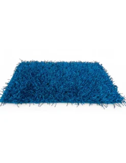 Tappeto Shaggy Blu Moderno - Pelo Lungo 6 cm - Antiscivolo, 12 Misure - Annodato a Mano, Soffice e Resistente