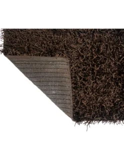 Tappeto Shaggy Marrone Moderno – Pelo 6 cm, Antiscivolo, 12 misure – Poliestere/Cotone – Fatti in India