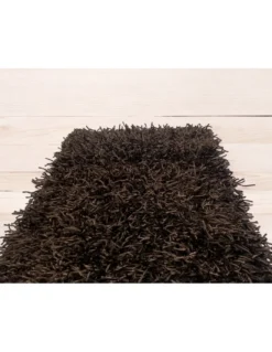 Tappeto Shaggy Marrone Moderno – Pelo 6 cm, Antiscivolo, 12 misure – Poliestere/Cotone – Fatti in India